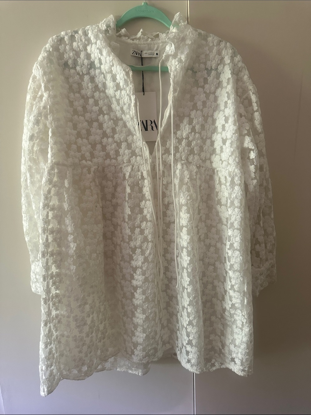 Zara White Floral Lace Tunic Dress - Picture 3 of 6
